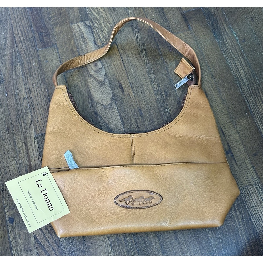 leather Le Donne hobo shoulder purse embossed Horse Logo Small Purse